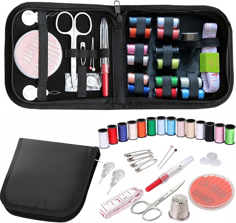 SHANDERBAR Sewing Kit with Case, Portable Needle and Thread Kit with Sewing Supplies and Accessories, Ideal for Adults,Beginners,Travelers,Home,Emergency, Includs Scissors,Measure Tape,Needle Threader and More - Image 1